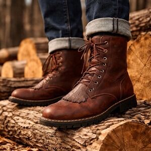 Durango SW535 Men's 9D Lace Up Boot Rust Leather Vibram Sole Kiltie Western Work